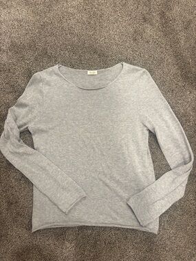 John Galt Gray Long Sleeve Sweater Crewneck Top
